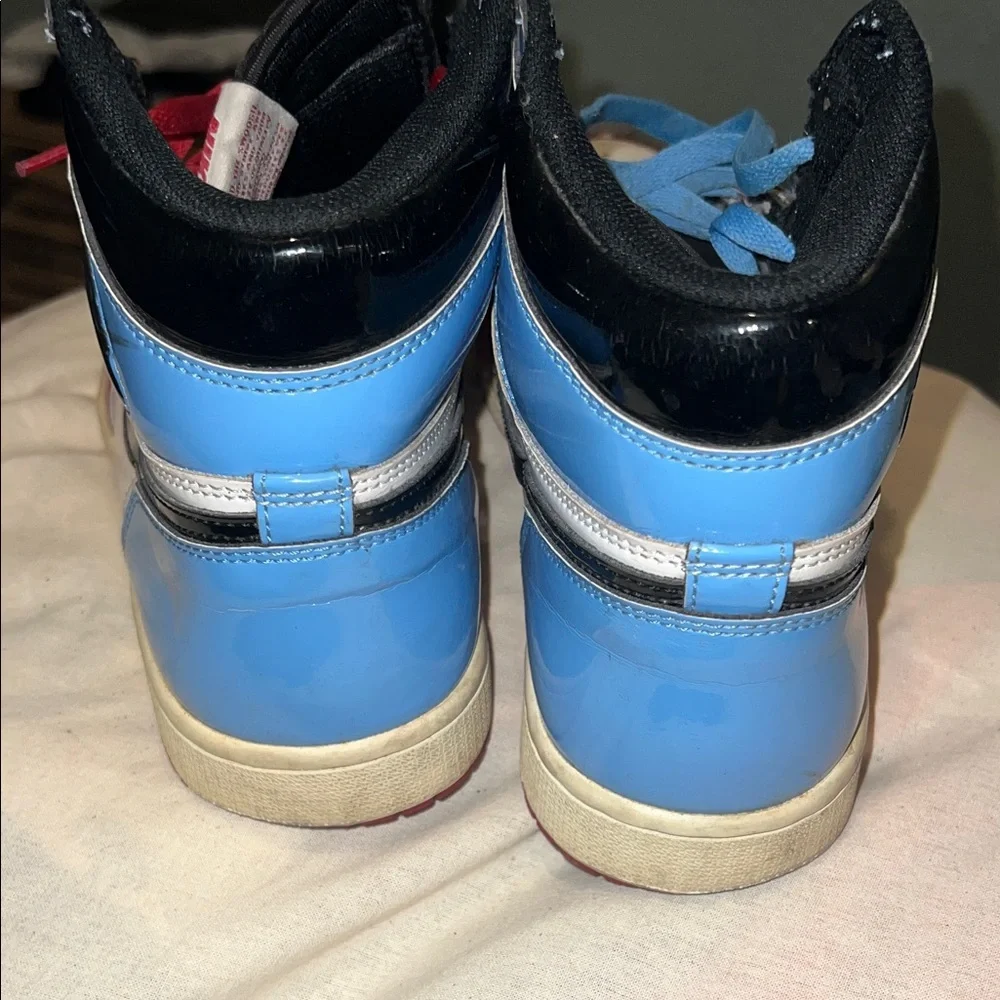 Nike High-Top Sneakers in Red, White, Black with Blue/Red Laces